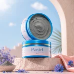 Pastel Moroccan Mud with Blue Neela displayed in a luxury pastel skincare scene with Moroccan-inspired styling
