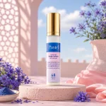 Pastel Body Lotion with Blue Neela in a luxury skincare-inspired background