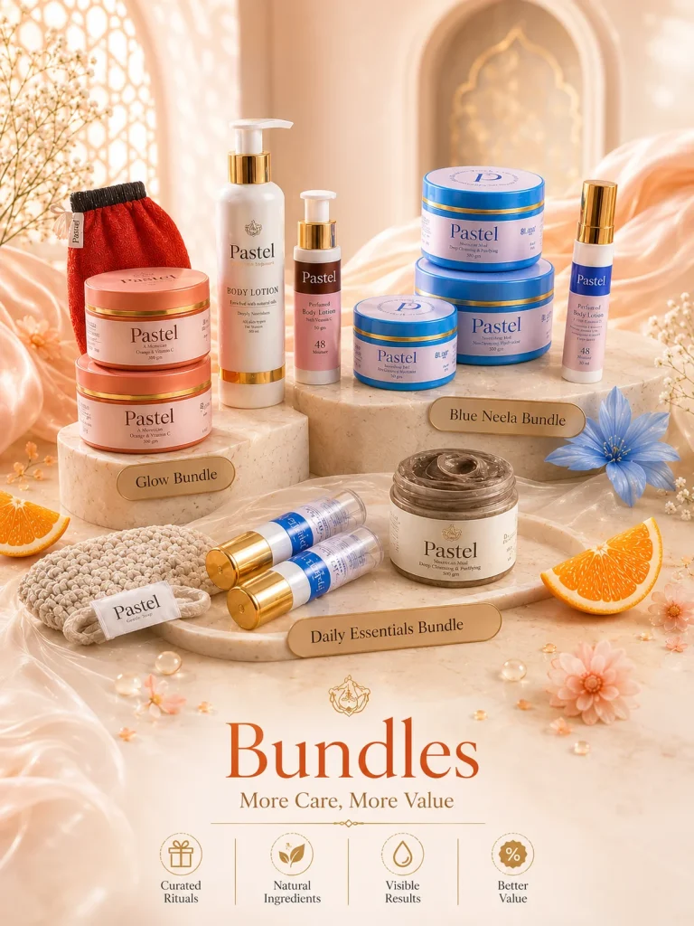 Luxury skincare bundles by Pastel Naturals with Moroccan beauty essentials