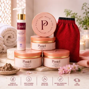 Pastel Power Duo Bundle displayed in a premium Moroccan spa-inspired setting